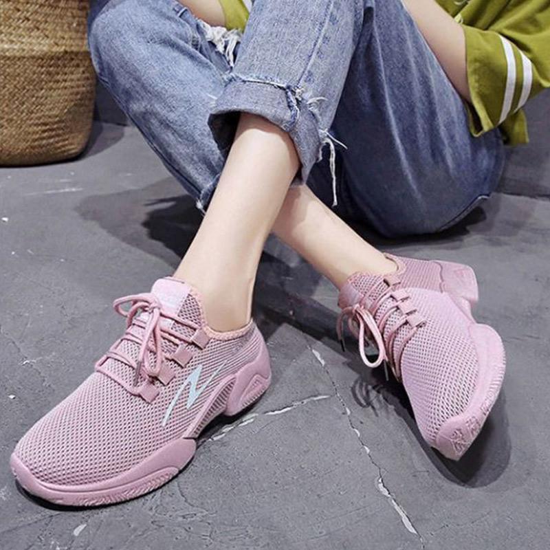 Spring and Autumn Fashion All-match Women's Net Shoes Breathable Casual Shoes Non-slip Wear-resistant Sports Shoes Student Casual Shoes