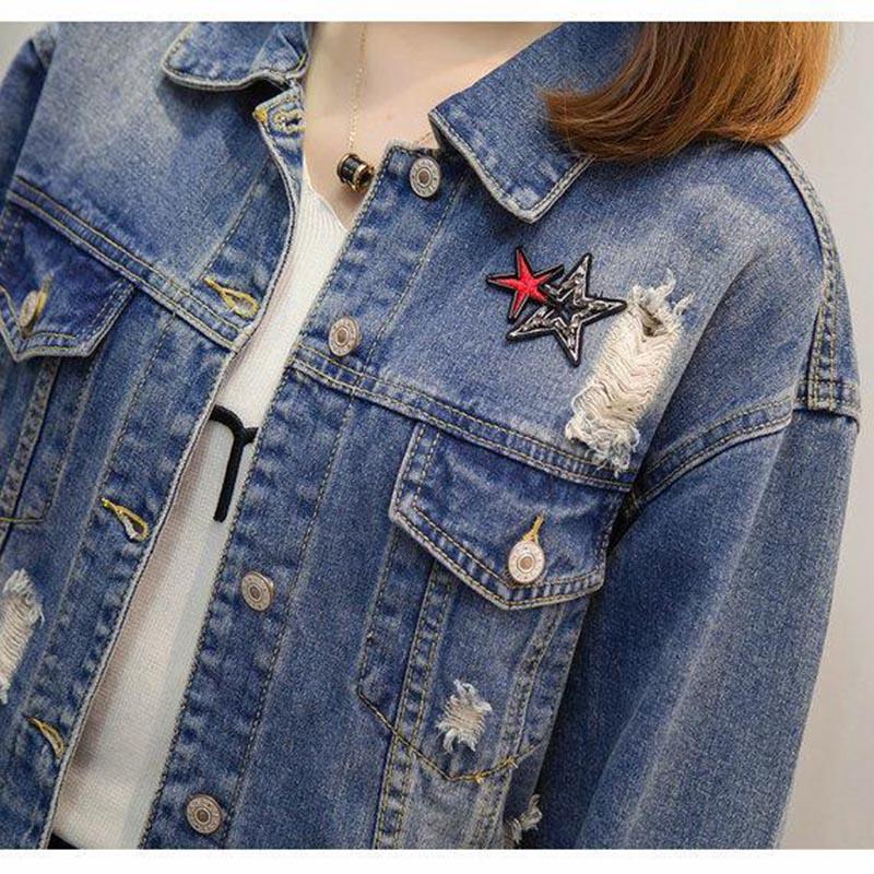 Plus Size 200 Jin Women's Spring and Autumn Style Fat Women Loose Western Style Denim Jacket Top