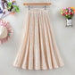 Design Sense Floral Pleated Skirt Women's Spring and Summer Mid-length High Waist All-match Drape A-line Large Swing Skirt