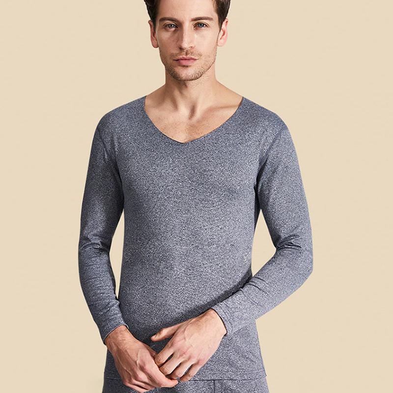 Men Winter Thermal Underwear O-neck Autumn Clothes Tight Suit Comfortable Soft Lining Long Sleeve High Elasticity Slim Tracksuit Wearable Versatile