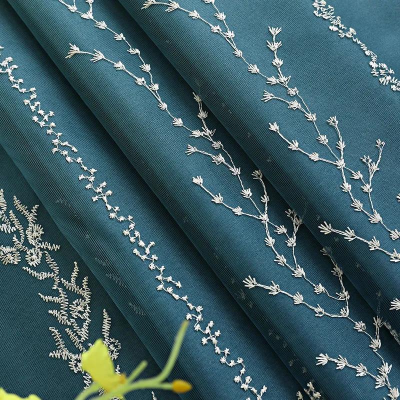 Double-layer Embroidered High-end Blackout Curtains French Princess Style Finished Curtains for Living Room and Bedroom Balcony (150×270cm)