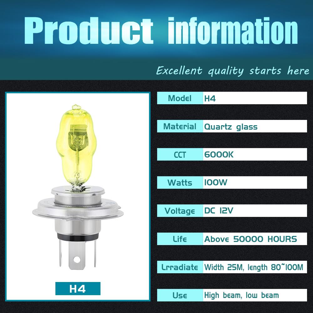 2pcs H1/H3/H4/ H7/H9/H11/880/881/9005/9006 100W 2800K 3000LM White Light Car HOD Headlight Halogen Lamp