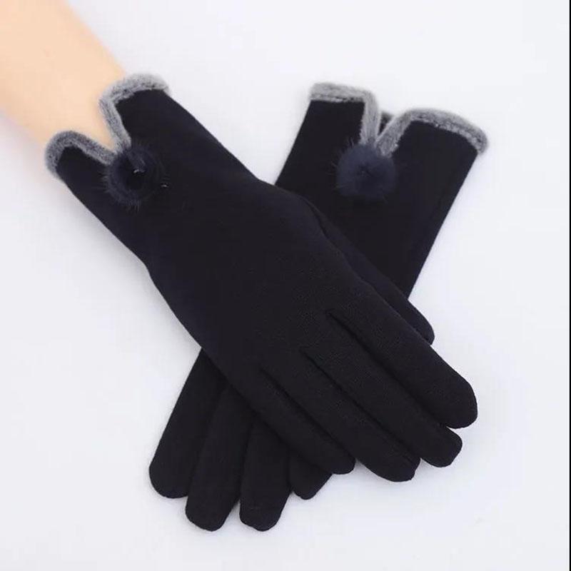 Winter Touch Screen Cotton Gloves Korean Fashion Bow Gloves Windproof and Warm Finger Gloves for Women