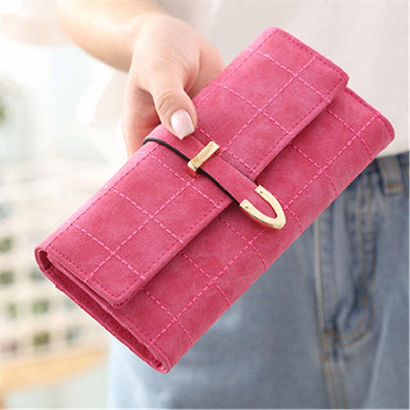 Luxury  Women Wallets Matte Leather Wallet Women Coin Purse Wallet Card Holder Wristlet Money Bag