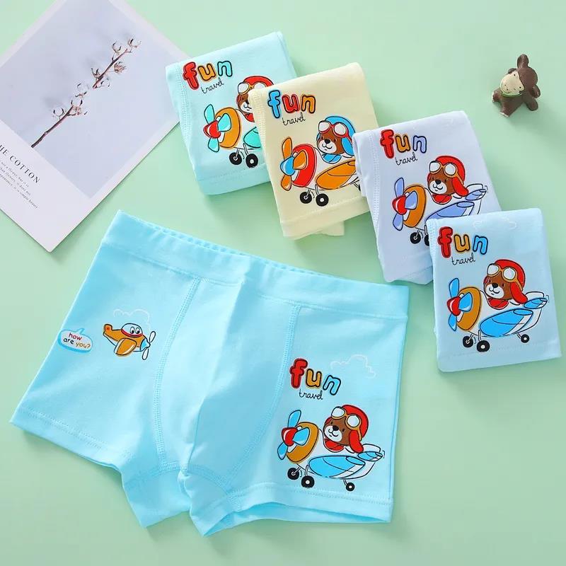 Boys Underwear 100% Cotton Boxers Brief Boys Clothes Comfortable Kids Shorts Bottoms for 3 4 6 8 10 12 14 Years Old