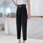 Women Solid Color Sashes Casual Slim Pants Chic Business Loose Trousers Female Large Size Vintage Long Pants