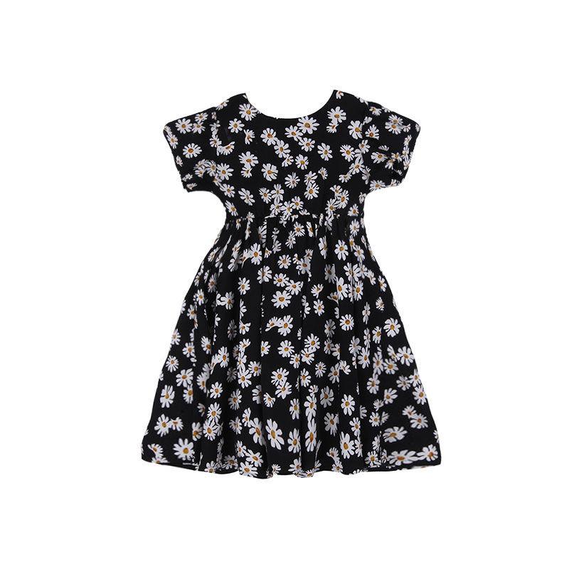 Children Dress Spring Summer Clothing  Baby Girls Clothing Printing Girl's Dress Princess Skirt Chrysanthemum Broken Flower Dress