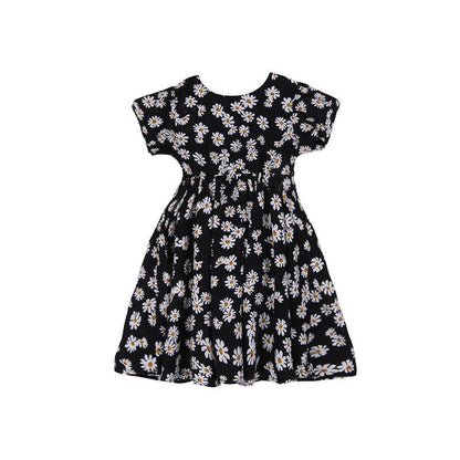 Children Dress Spring Summer Clothing  Baby Girls Clothing Printing Girl's Dress Princess Skirt Chrysanthemum Broken Flower Dress