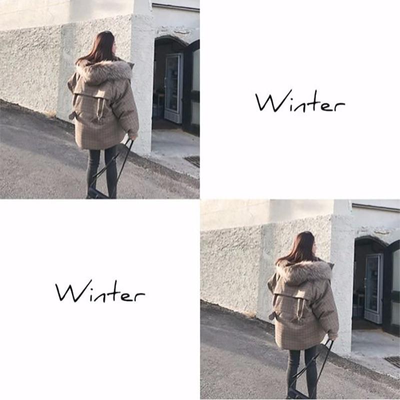 Big Fur Collar Children's Cotton-padded Jacket Winter Loose Student Bread Clothes Fashion Thick Warm Cotton Jacket