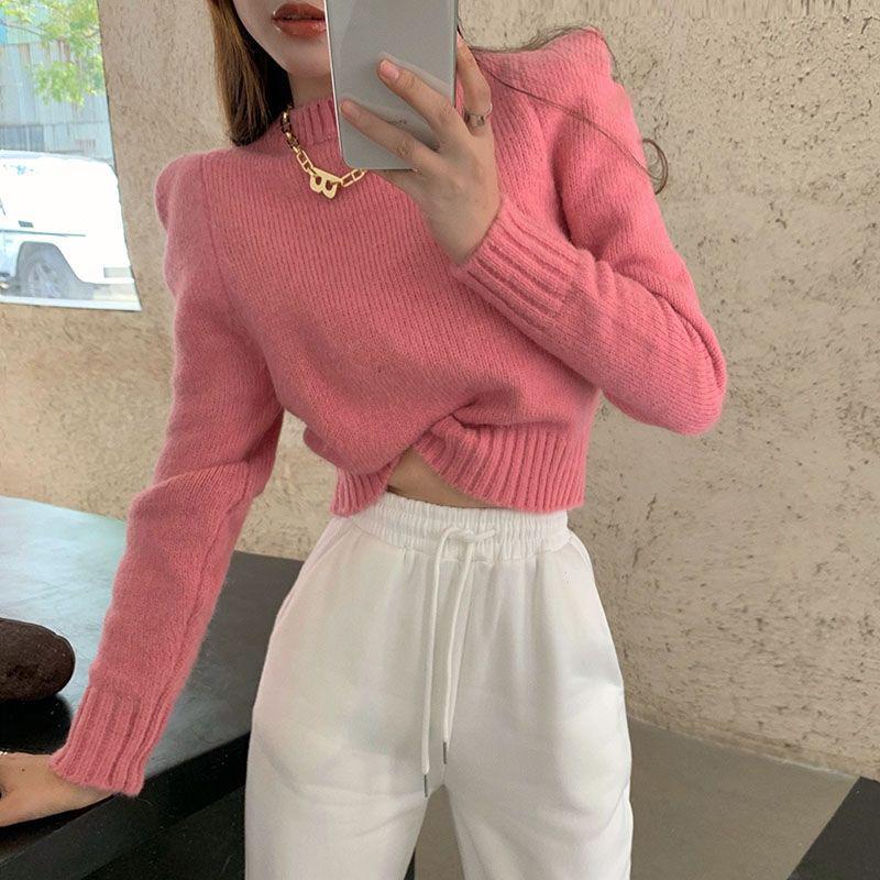 Cropped Sweater Women Fashion Knitted Jumper Pullover Sweaters Autumn Winter New Fashion Long Sleeve Casual Tops Women Knitwear Clothes