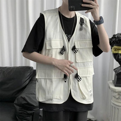 Men's Outerwear Japanese Fashion Brand Functional Tooling Multi-pocket Vest Vest Men's Outerwear