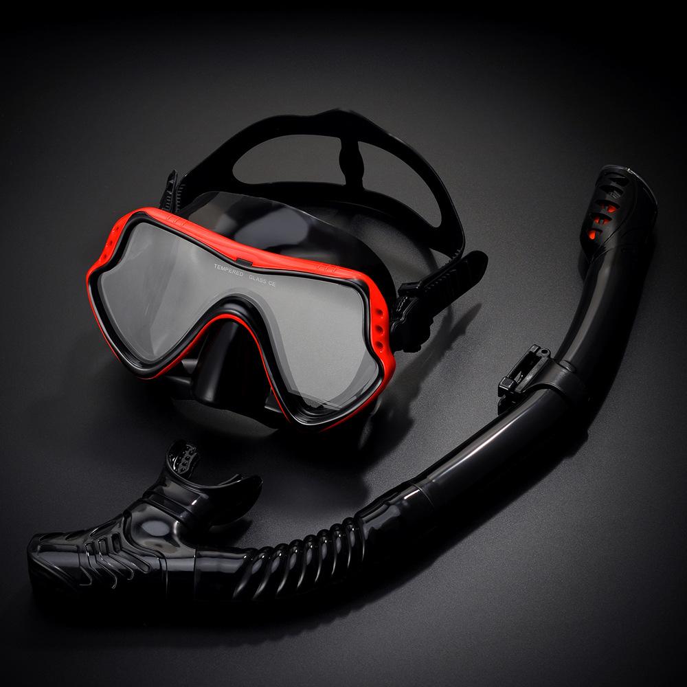 Adult Snorkel Kit, Panoramic Anti-fog Diving Mask and Dry Snorkel Professional Teen Snorkeling Mask Gear for Snorkeling Swimming Diving