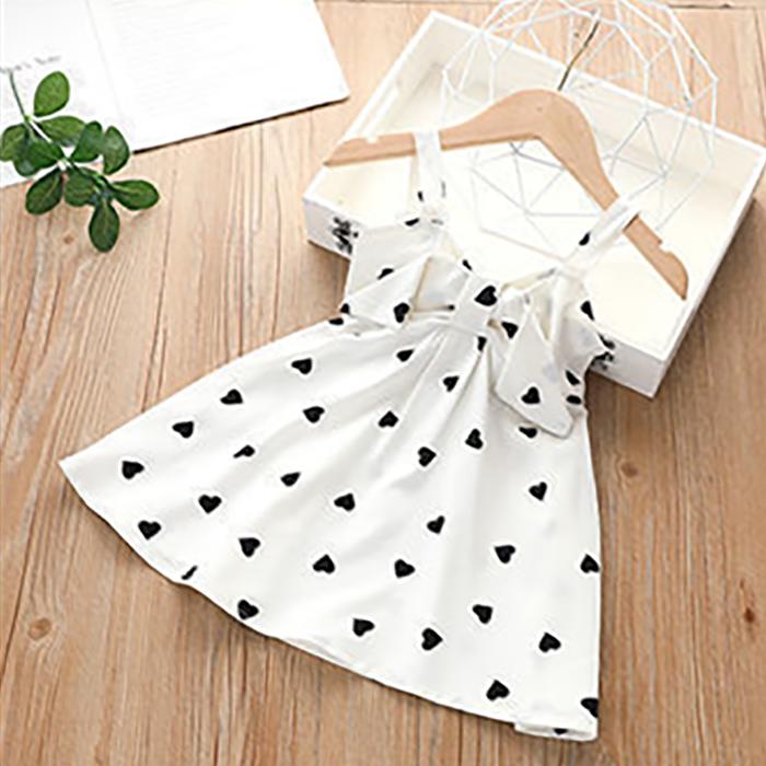 Summer Baby Girls Sling Dresses Children's Clothing Girls Sweet Lovely Polka Dot Bow Sleeveless Vest Dress