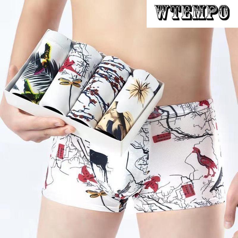 WTEMPO 4Pcs Men Underwear U Convex Underpants Soft and Comfortable Shorts Boxer Shorts