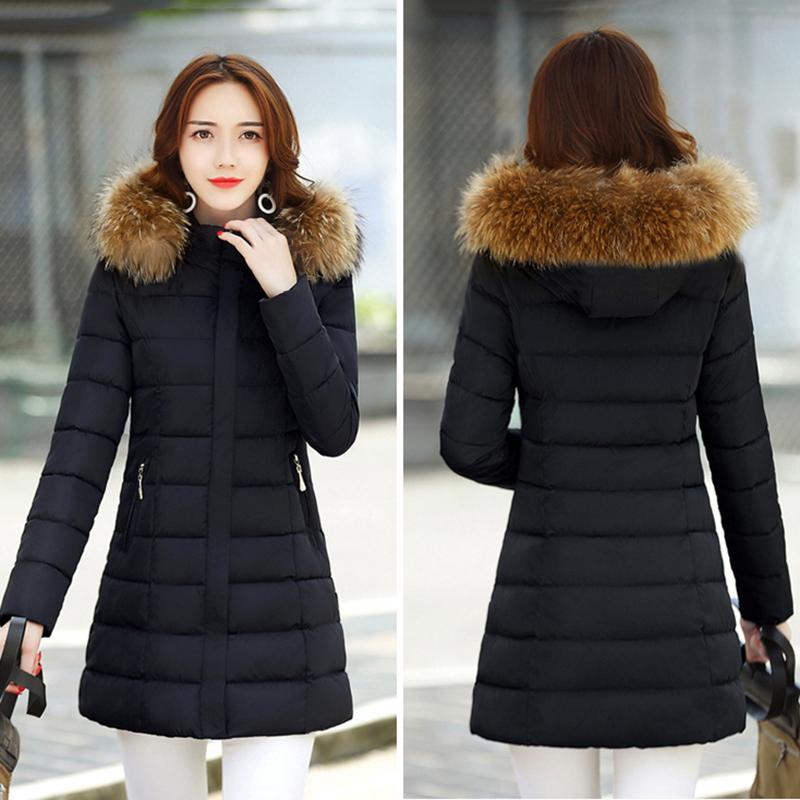 Women's Mid-length Down Jacket Winter Korean Loose Cotton Clothes Casual Hooded Padded Jacket Quilted Jacket