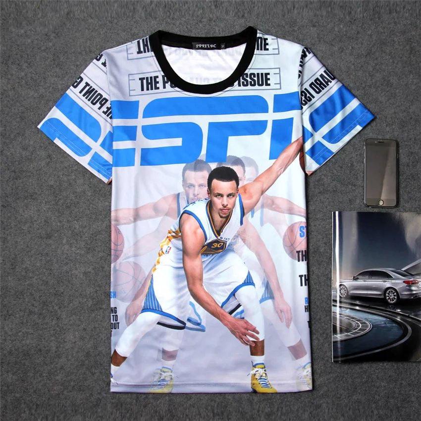 Basketball clothes men's summer 3D printed short-sleeved T-shirt male star T-sleeve large size