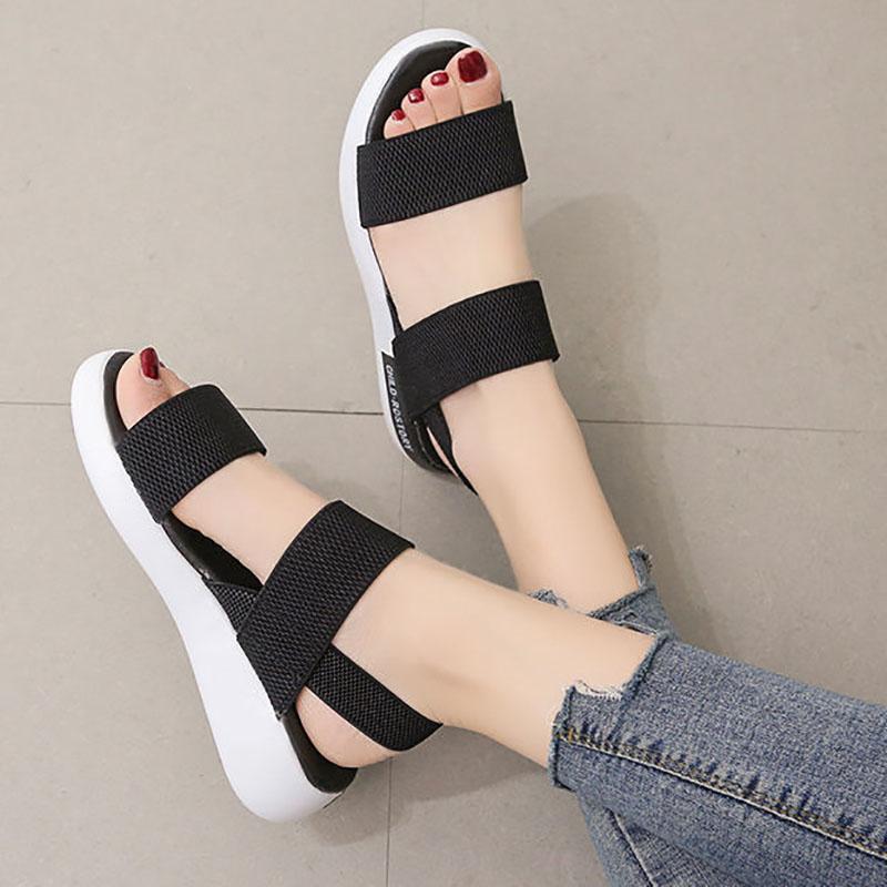 Women's Sports Sandals Summer Students Flat-bottomed Non-slip Outer Wear Fairy Style All-match Roman Shoes