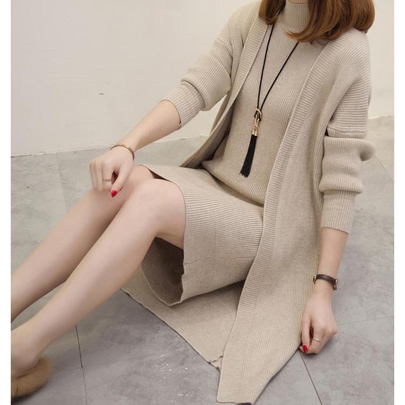 Autumn and Winter Fashion Casual Coat Loose Long-sleeved Sweater Mid-length Cardigan