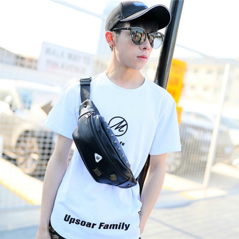 Waist Bag Men's Pu Large Capacity Mobile Phone Shoulder Bag Outdoor Riding Sports Messenger Bag