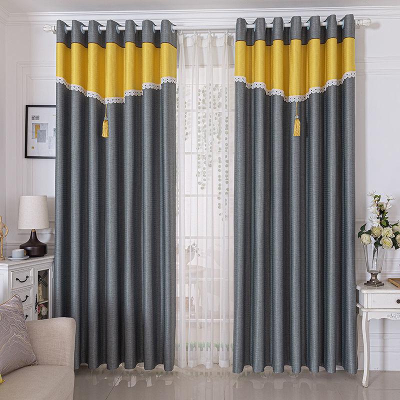 Stitching Curtain Finished High-end Blackout Bedroom Living Room Balcony Bay Window Curtain (1 piece)