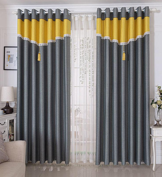 Stitching Curtain Finished High-end Blackout Bedroom Living Room Balcony Bay Window Curtain (1 piece)