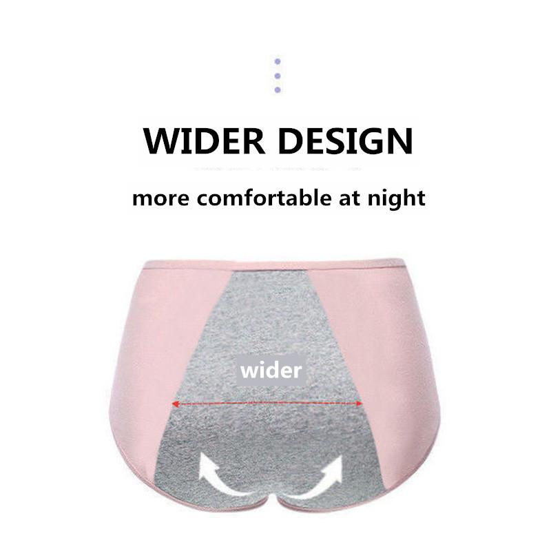 2 PCS Women's Leak-proof UnderwearMenstrual Period Pure Cotton Panties Mid-high Waist Period Underpants Solid Breathable Ladies' High-waist Briefs