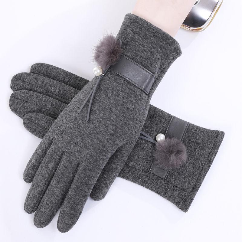 Leather gloves Woman Trend fashion gloves Plush Cotton gloves Windproof gloves Winter Warm gloves