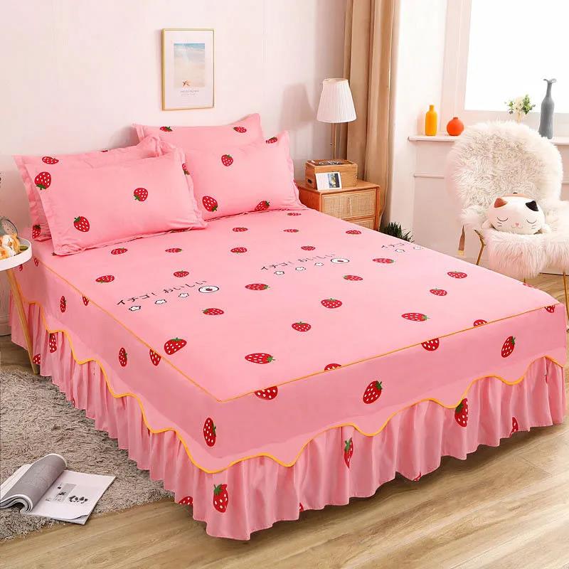 1 Piece Set of Protective Mattress Cover Fitted with Non-slip Protection Printed Bed Sheet Dust Cover