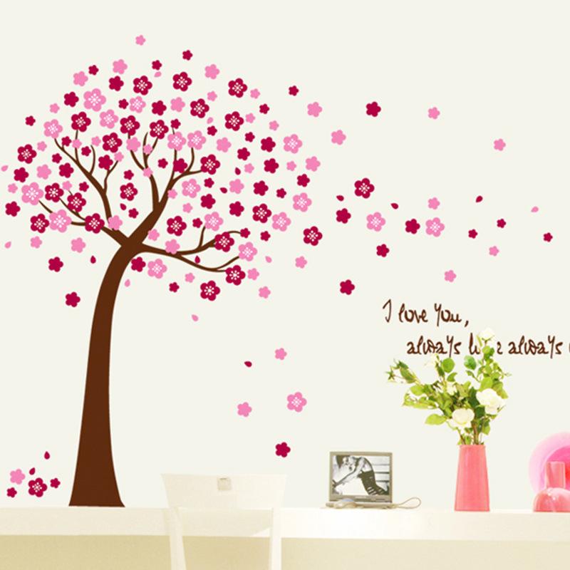 Peach tree decoration stickers living room sofa TV background wall stickers