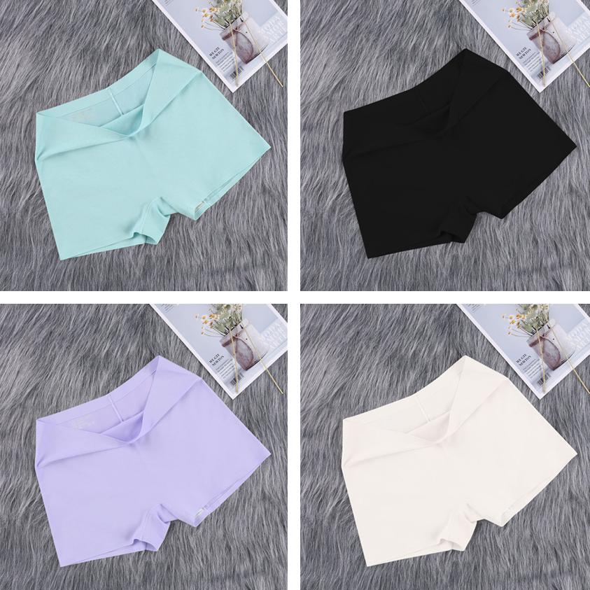 4Pcs/Set Ice Silk Seamless Safety Underpants Large Size Panties Solid Color Boxer Briefs Women's Sports Boxer