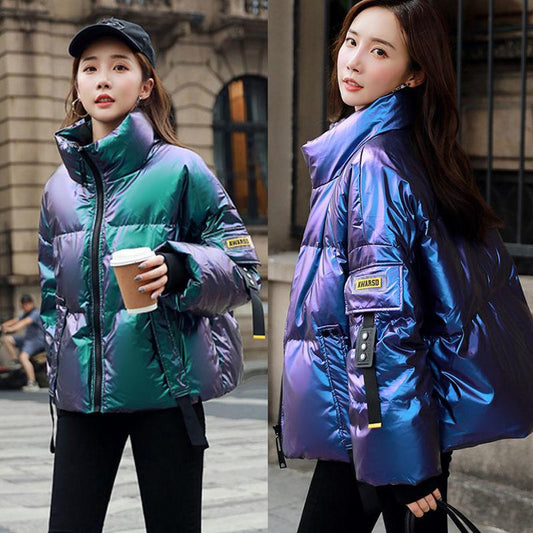 2020 New Ladies Down Jacket Shiny Short Parker Clothing Female Student Fashion Loose Winter Jacket