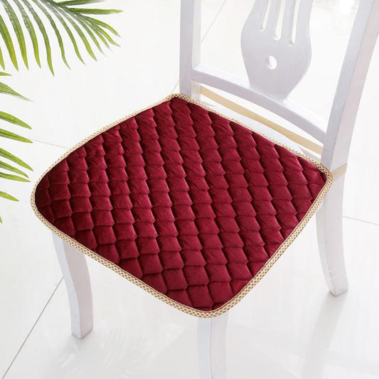 Solid Color Soft Quilted Chair Cushion Home Decoration Non-slip Stool Cushion Soft Seat Cushion Elastic Band Fixed Chair Seat Cushion