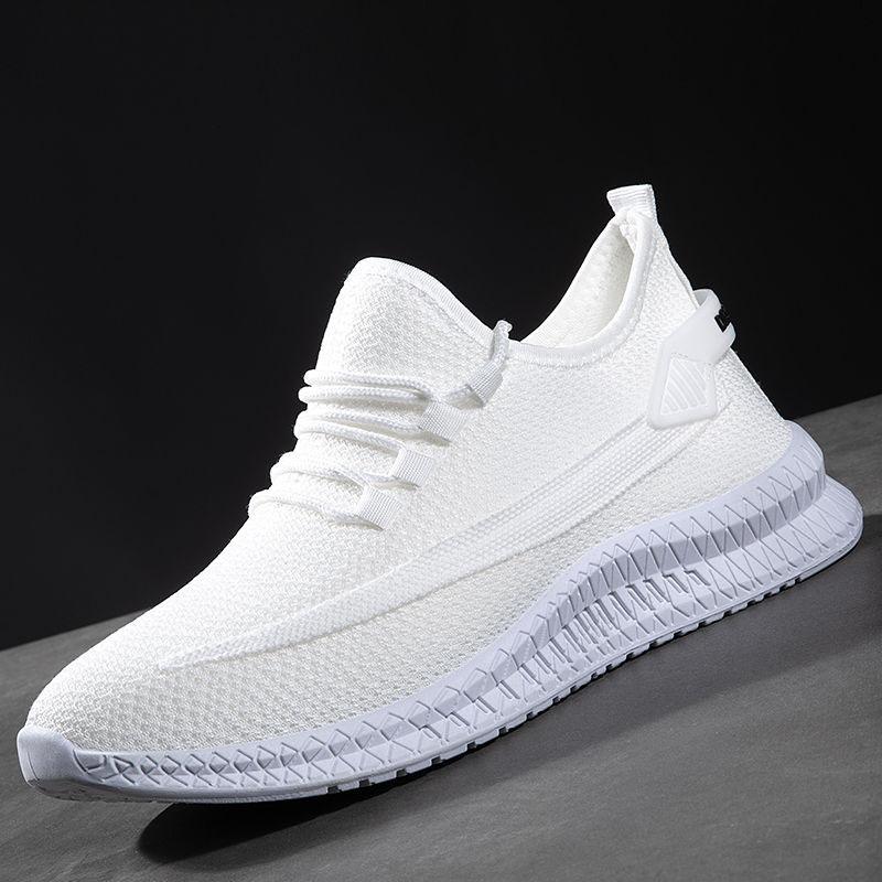 Men's White Shoes Summer Deodorant Breathable Non-slip Wear-resistant Soft Sole Shallow Mouth Casual Net Shoes