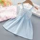 Princess Dress Girls' Suspender Children's Wear Children's Polka Dot Butterfly with Wings Summer Cotton Dress