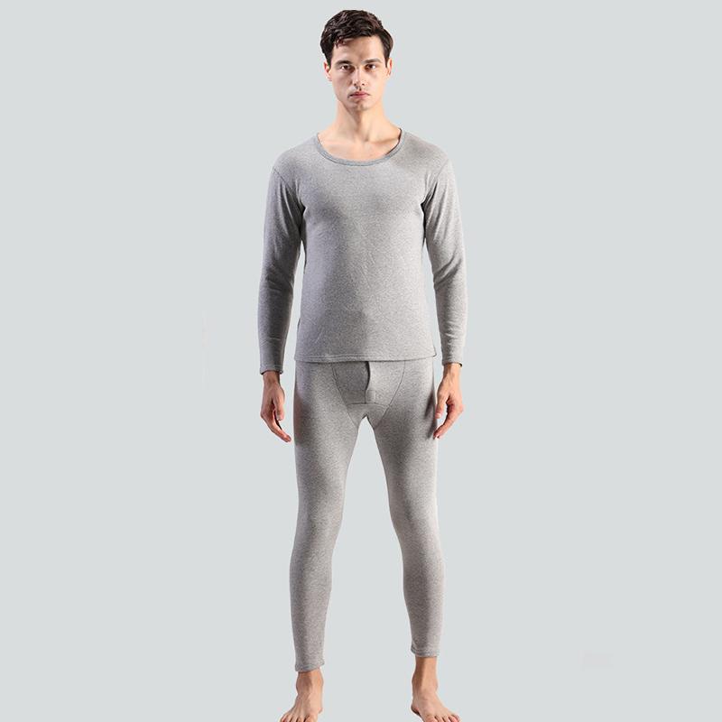 Men Winter Autumn Plus Velvet Thicken Thermal Underwear Tight Suit Cotton Comfortable Versatile Warm Constant Temperature Self-heating Long Sleeve