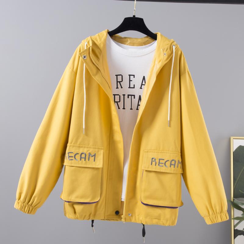 Spring Autumn Women Jacket Hooded Cartoon Print Outwear Women Loose Coat Female Windbreaker Tops