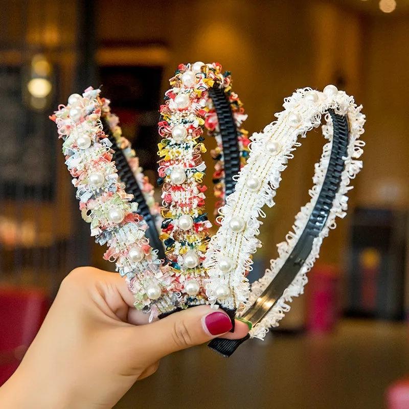 Lace Pearl Flower Headband Children Headband Korea Super Fairy Hairpin Hair Accessories Princess Headwear Headband Accessories for Women