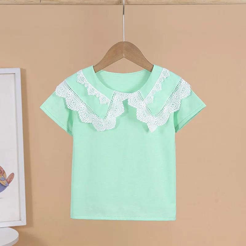 Girls' T-shirts Short-sleeved T-shirts Tops Children's Ruffled Clothes Children's Birthday Party Clothes