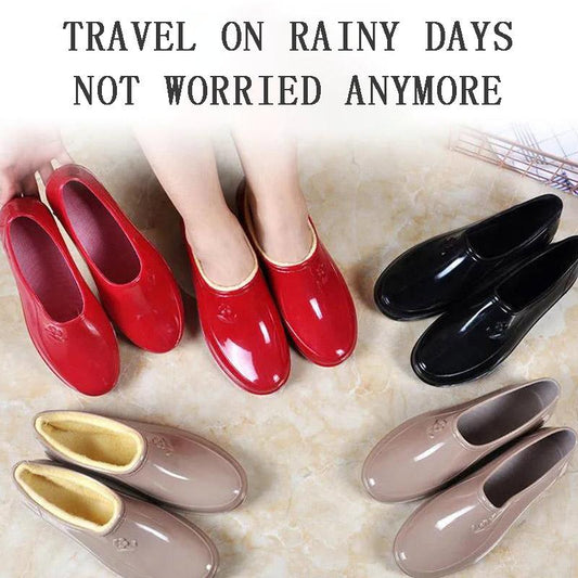 Spring and Autumn Rain Boots Women's Shallow Mouth Fashion Work Water Shoes Waterproof Non-slip Short Tube Low-top Rubber Boots Rain Boots