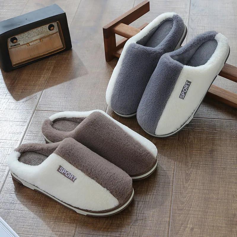 Slippers Women Winter Thick Warm Cotton Shoes Men Plus Size Home Soft Slides Platform Non Slip Slippers Women