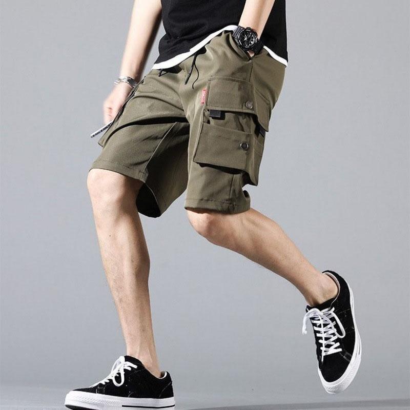 Men's Overalls Shorts Loose Multi-pocket Pants Casual Student Five-point Pants Summer Thin Lightweight Sports Breathable Outer Shorts