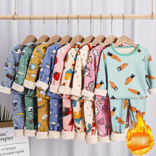 Children's Thermal Underwear Suit Baby Fleece Autumn Clothes Long Pants Boys Thermal Clothes Girls Pajamas Baby Clothes Winter