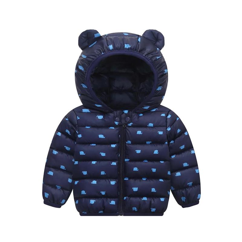 Short Middle and Small Children's Padded Jacket Printed Jackets Newborn Padded Coat Lightweight Down Jacket Plus Velvet Thick Warm Top