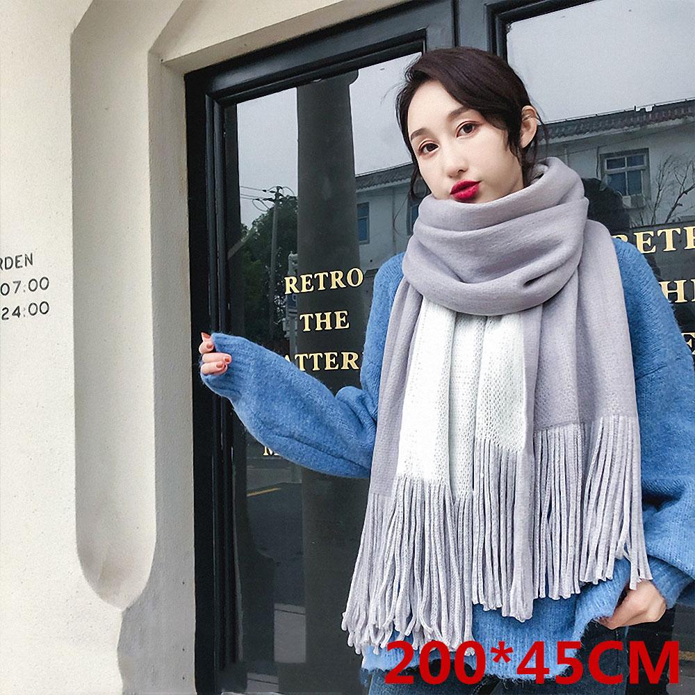 Women Scarves 2019 Autumn Winter Female Wool Scarf Wide Solid Long Shawl Wrap