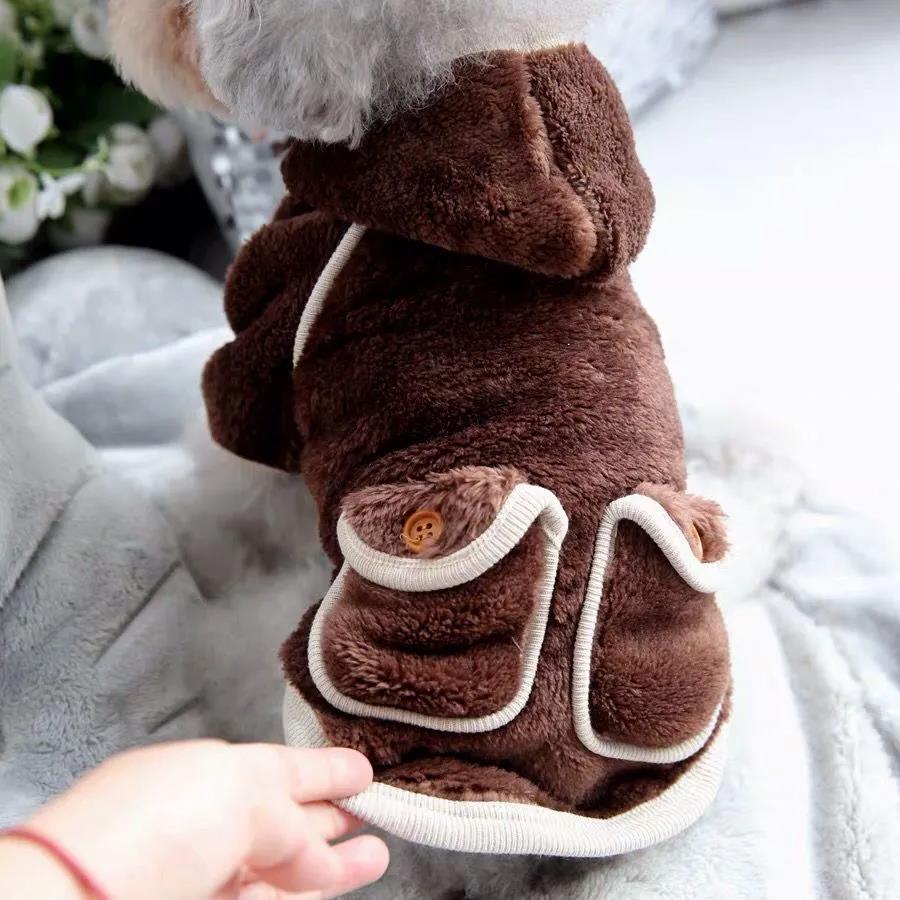 Dog Clothes Autumn and Winter Pet Cotton Coat Thick Warm Pet Pajamas