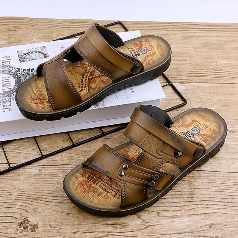 [Men Summer Sandals] Korean Style Beach Breathable Sandals Men's Soft-soled Sandals Slippers Comfortable Hollow Out Dual Purpose Sandals