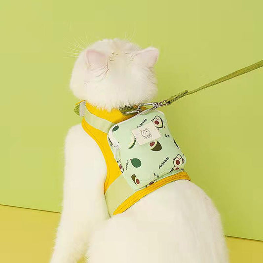 Japanese Style Cute Cat Harness Pet Leash with A Tiny Backpack 4 Patterns Are Available