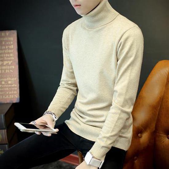 Men's Turtleneck Sweater Autumn Winter Casual Sweater Men's Slim Fit Knitted Pullovers Jumper