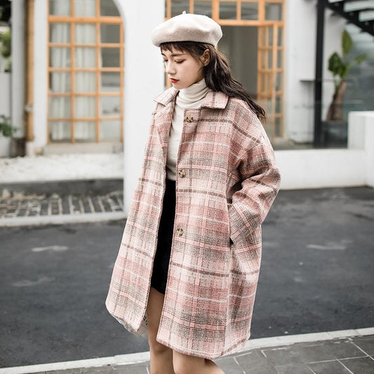 2019 Women Coat Outerwear Winter Clothing Fashion Warm Woolen Blends Female Elegant Woolen Coat