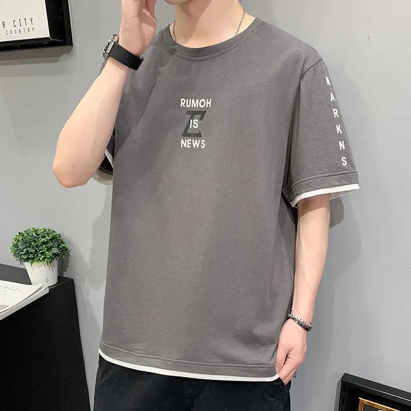 Short-sleeved T-shirt Men's Top Summer Tide Brand Half-sleeved Clothes Round Neck Printing T-shirt Bottoming Shirt